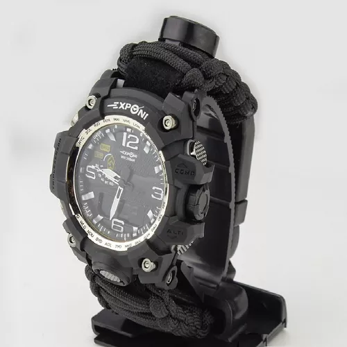 Reloj Hombre Pulsera Paracord. Termometro Silbato. Brujula