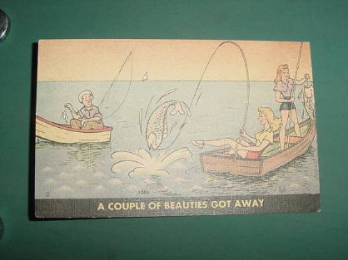 Postal Postcard Pesca Fishing Ilustrada Comica Antigua Mod8