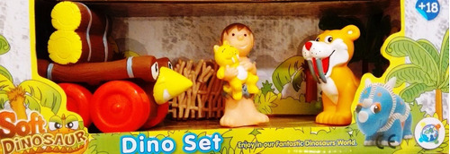 Set Juego Para Bebés Muñecos De Goma Edad De Piedra 3 Piezas