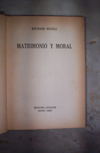 Matrimonio Y Moral Por Bertrand Russell