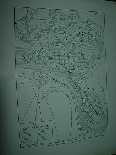 Mapa Antiguo Plano Blanco Negro Kaunas Lituania Mapas