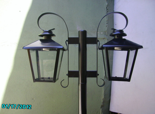 Imagen 2 de 6 de Farola Jardin 2 Luces Poste Incluido 2,5 Mts Oferta 1526