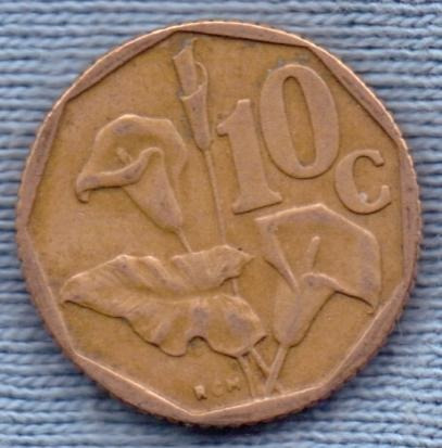 Imagen 1 de 2 de Sudafrica 10 Cent 1991 * Planta De Lirio *