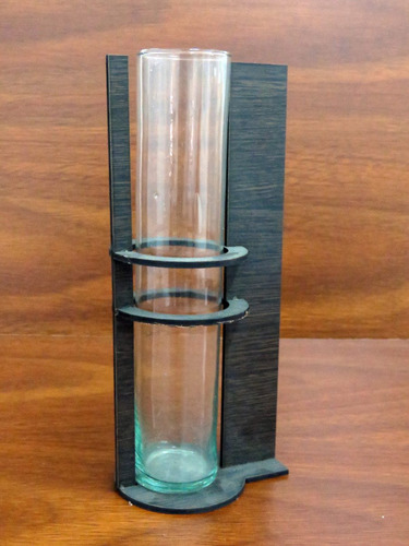 Imagen 6 de 7 de Florero En Fibro Fácil C/ Tubo De Vidrio - 25cm De Altura