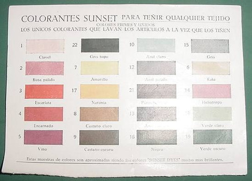 Publicidad Carta Colores Tejidos Colorantes Sunset Gobbi