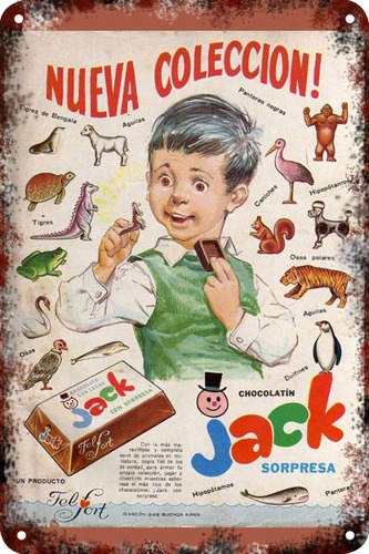 Carteles Antiguos De Chapa 60x40cm Chocolatín Jack Al-180