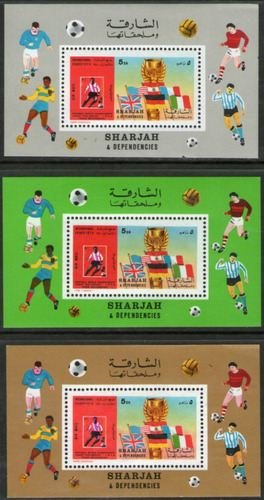 Sharjah 3 Hojitas Blocs Mint Mundial Fútbol México Año 1970 