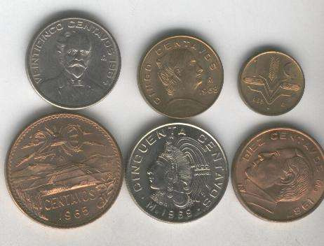 Serie De 6 Monedas De Mexico Sin Circular 1963 A 1969