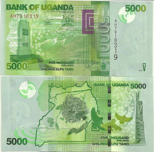 Billete De Uganda 5000 Shillings Año 2010 Sin Circular