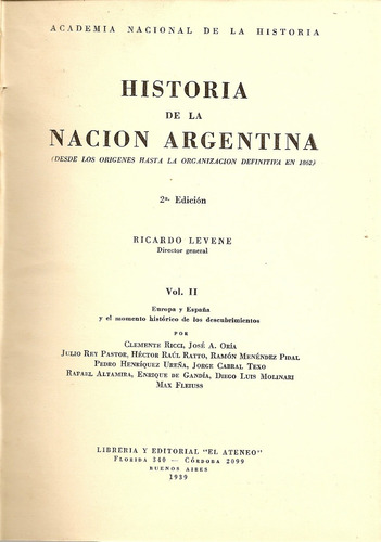 Historia De La Nacion Argentina Volumen 2 Levene Ateneo