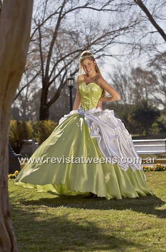 Vestido De 15 Hecho Verde Manzana Nuevo Novias Nanci