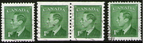Canadá 4 Sellos Usados Rey George 6° En Par Años 1949-51