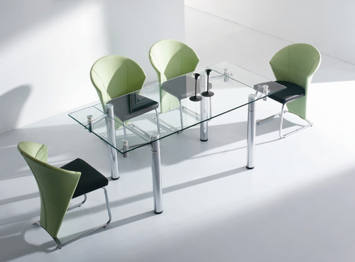 Imagen 2 de 10 de Mesa Vidrio Templado Y Cromo Extensible 1.30 X 0.85 A 1.80