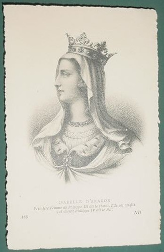 Postal Grabado France Familia Real Francia Isabelle Aragon