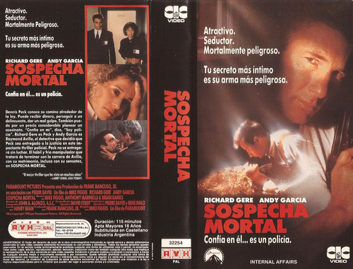 Sospecha Mortal Vhs Richard Gere Andy Garcia Vhs Sin Caratul