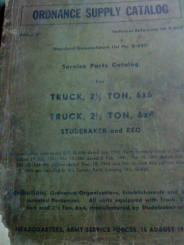 Antiguo Libro - Manual: Camión Studebaker Y Reo Año 1944