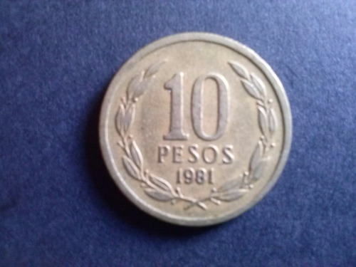 Moneda Chile 10 Pesos 1981 Bronce C. 22a