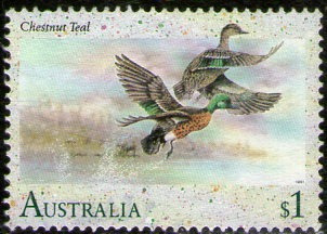 Australia Sello Fauna: Patos = Aves Acuáticas Año 1991 
