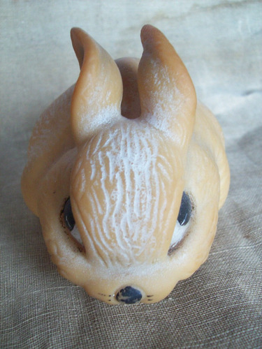 Antiguo Juguete De Goma Blanda Con Chifle - Conejito