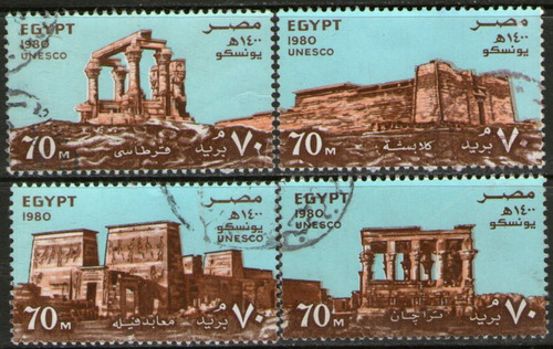 Egipto Serie X 4 Sellos Unesco, Monumentos De Nubia Año 1980