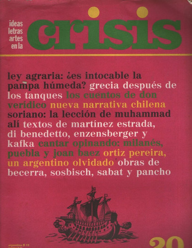 Revista Crisis 20 Diciem 1974 Muy Buen Estado Inc Serigrafia