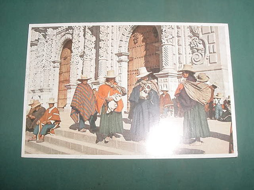 Postal Postcard Peru Catedral Cajamarca Trajes Tipicos