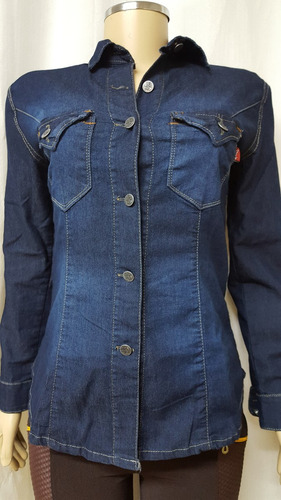 camisa jeans feminina acinturada