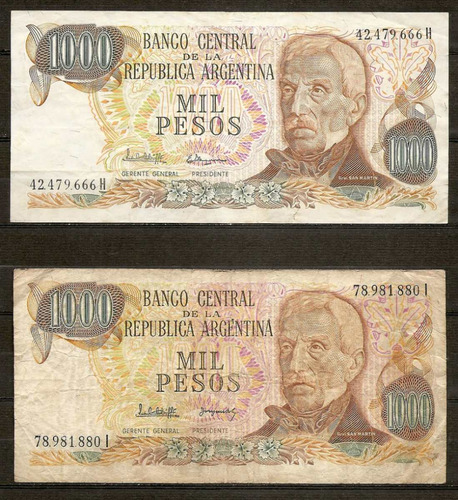 Billete De Argentina 1000 Pesos Loe X2 No Envío,leer*