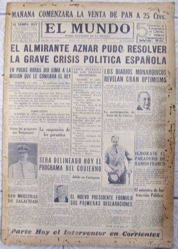 El Mundo Nº 1006 * 19 De Febrero De 1931 * Diario Ilustrado