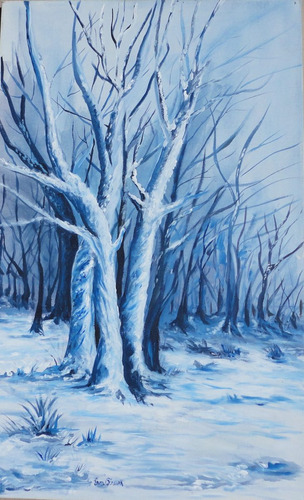 Cuadro Acrilico Sobre Tela 50 X 70 -  Invierno-  Eva Frank 