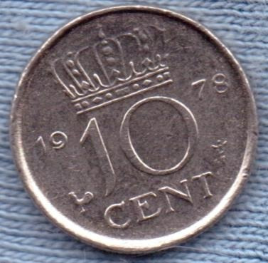 Imagen 1 de 2 de Holanda 10 Cents 1978 * Juliana I *