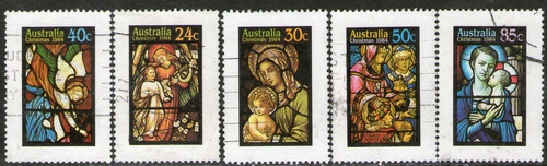 Australia Serie X 5 Sellos Usados Navidad = Vitraux Año 1984