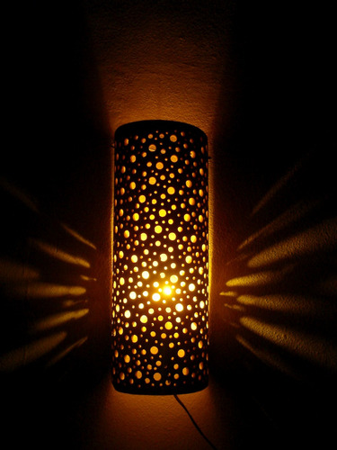 Luminaria De Pared De Bambú - Decorativa - Diseño Artesanal