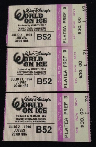 Entradas Antiguas Walt Disney´s World On Ice 1994-coleccion