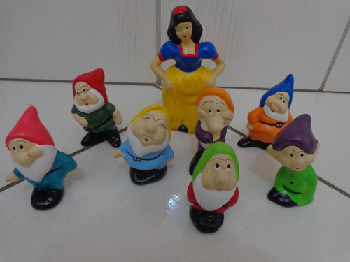 Branca De Neve E Os 7 Anões Enfeite Jardim De Cerâmica 32cm