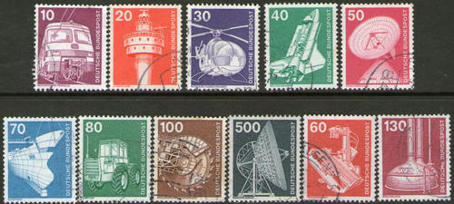 Alemania Federal Serie X 11 Sellos Usados Industria Año 1975