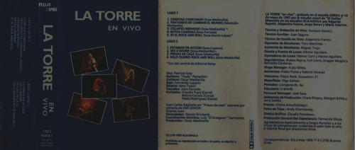 Vendo Cassette Original De La Torre - En Vivo (1987)