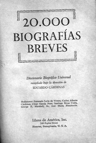 20.000 Biografìas Breves - Figuras De Todos Los Tiempos