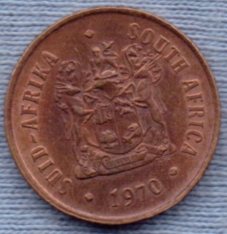 Imagen 2 de 2 de Sudafrica 1 Cent 1970 * Aves * Escudo *