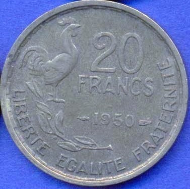 Francia 20 Francs 1950 * Gallito *