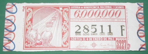 Billete Loteria Antiguo 4/1/63 Grabado Niños Con Coronas