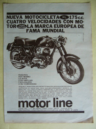 Moto Jawa / Publicidad Del Año 1961