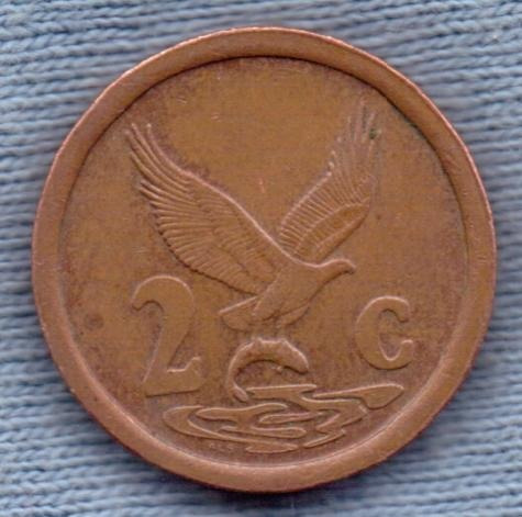 Imagen 1 de 2 de Sudafrica 2 Cents 1997 * Aguila Cazando Pez * Escudo *