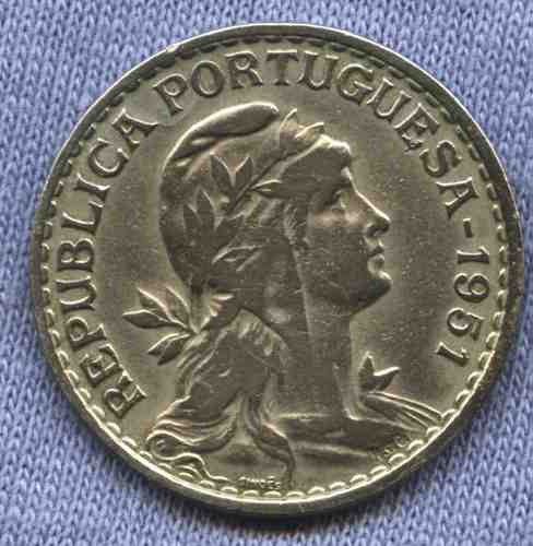 Portugal 1 Escudo 1951 * Libertad *