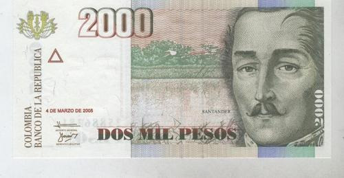 Billete De Colombia 2000 Pesos Año 2005 Sin Circular
