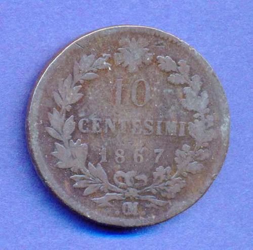Italia 10 Centesimi 1867 Om * Victorio Emanuele Ii * Rara