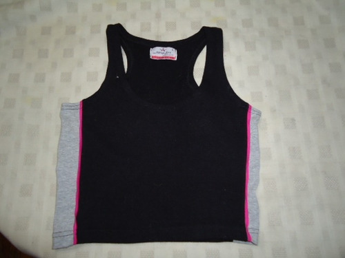 Remera Top De Algodon Lycra, Gym O Salir Talle L