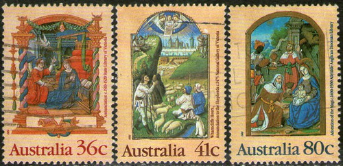 Australia Serie X 3 Sellos Usados Navidad = Librerías 1989 