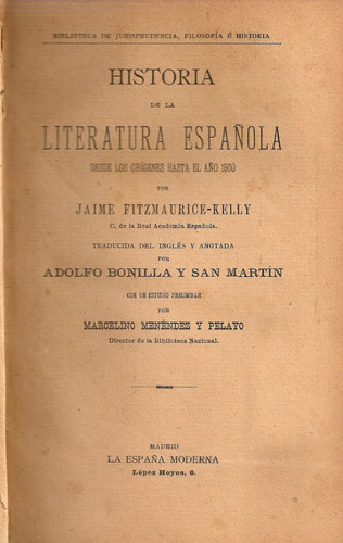 Historia De La Literatura Española - Fitzmaurice-kelly