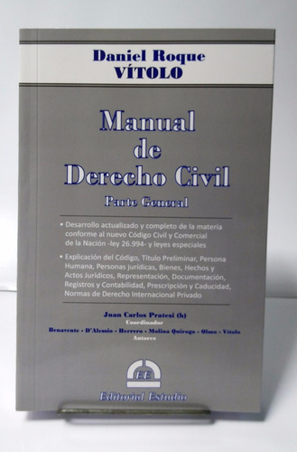 Vítolo, Daniel Roque. Manual De Derecho Civil, Parte General